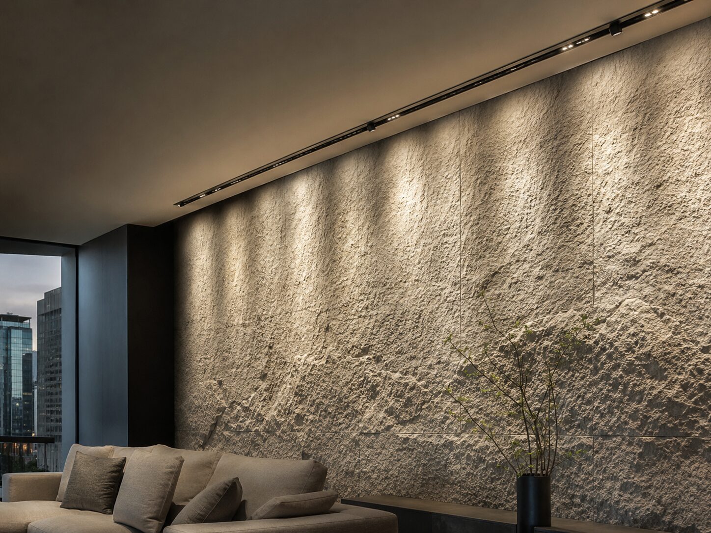 Restoran ve otel iç mekânında vurgu duvarı wallwasher aydınlatması