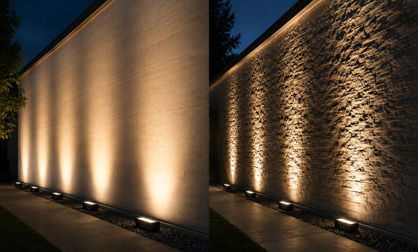 Wall washing ve wall grazing için armatür mesafe şeması